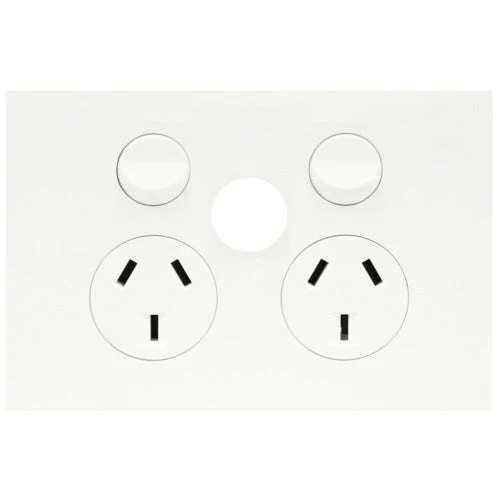 Hager Finesse Double Powerpoint 10a With Blank Extra Switch, Available in 3 Colours - Image 3