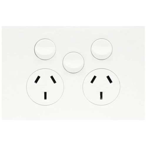 Hager Finesse Double Powerpoint 10a With Extra Switch, Available in 3 Colours - Image 3