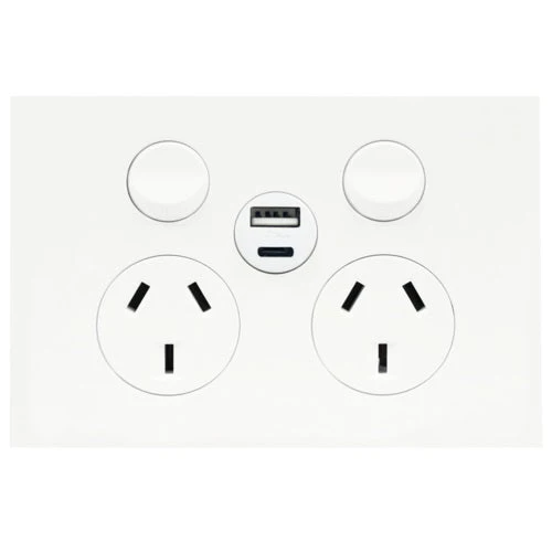 Hager Finesse Double Powerpoint 10a With Type A&C USB Charger, Available in 3 Colours - Image 3