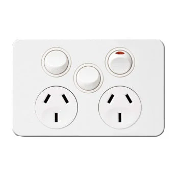 Hager Silhouette Double Powerpoint With Extra Switch 10a, Available in 3 Colours - Image 3